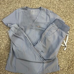 Vapor Blue Space Dye Figs Scrub Set